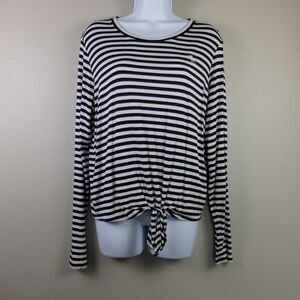 Abercrombie & Fitch Black & White Striped Long Sleeve Top Size Medium